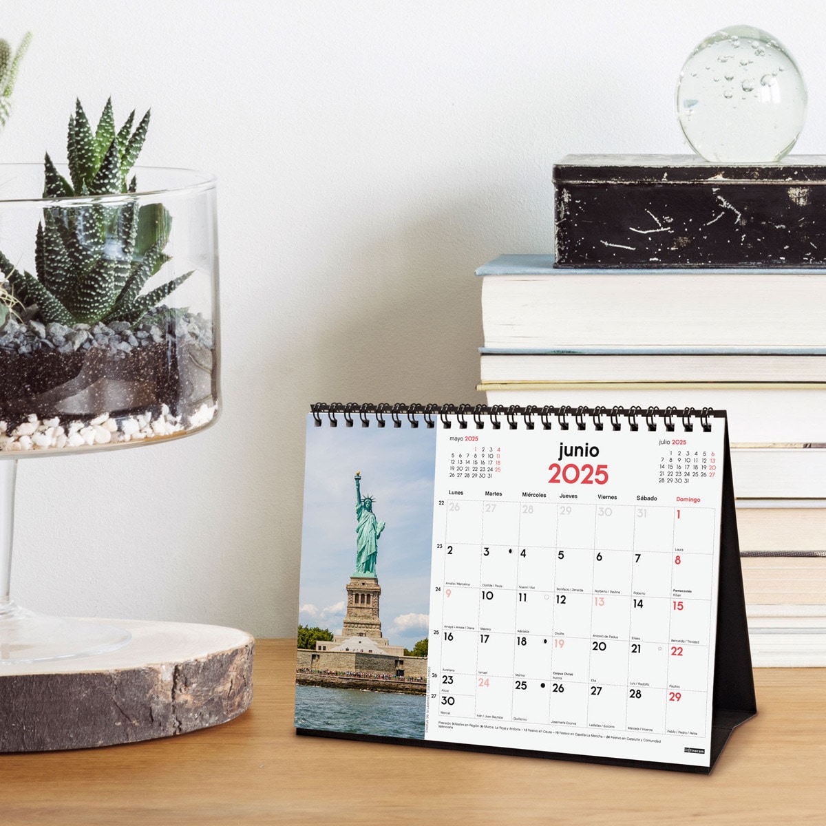 Calendario sobremesa año 2025 Imágenes S-210x150 mm Maravillas del mundo Finocam Multicolor-2