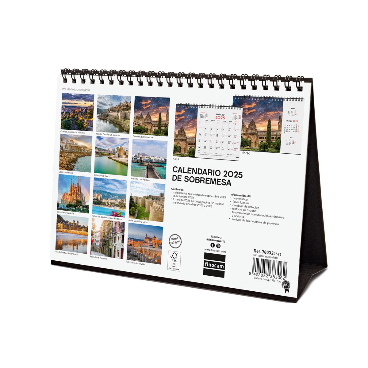 Calendario sobremesa año 2025 Imágenes S-210x150 mm Ciudades Finocam Multicolor-6