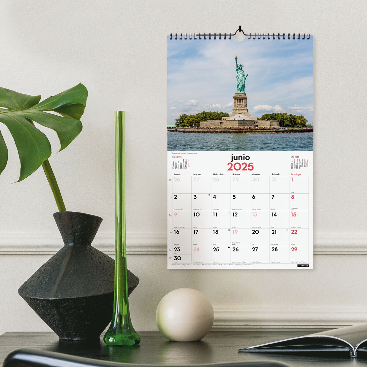 Calendario pared año 2025 Imágenes 250x400 mm Maravillas del mundo Finocam Multicolor-2