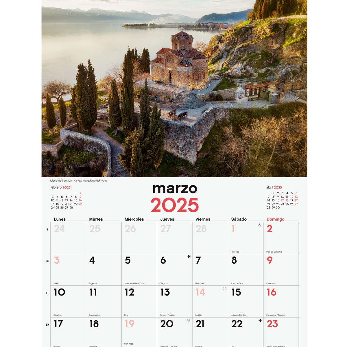 Calendario pared año 2025 Imágenes 250x400 mm Maravillas del mundo Finocam Multicolor-3