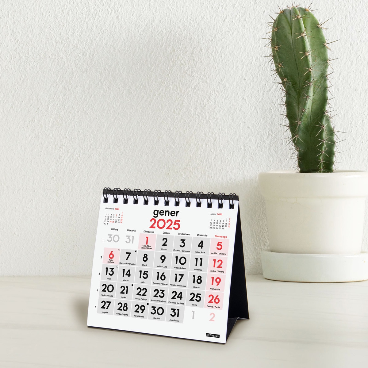 Calendario sobremesa ano 2025 Neutro números grandes XXS-110x100 mm Finocam Catalão Multicolor-2