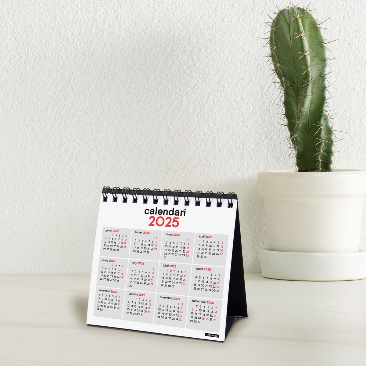 Calendario sobremesa ano 2025 Neutro números grandes XXS-110x100 mm Finocam Catalão Multicolor-3