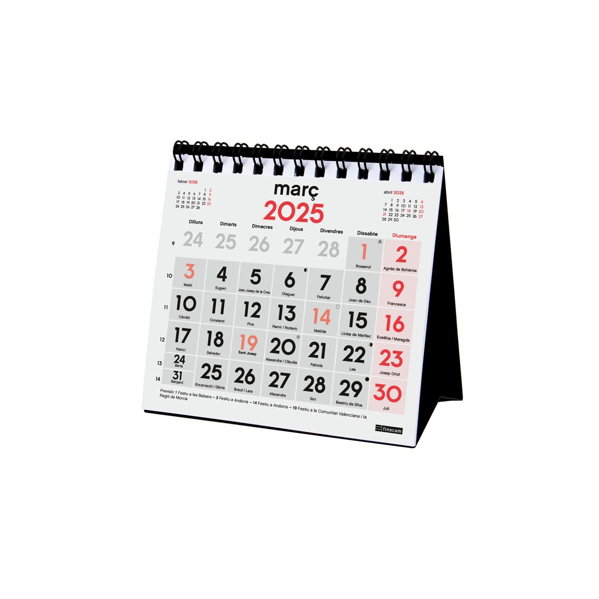 Calendario sobremesa ano 2025 Neutro números grandes XXS-110x100 mm Finocam Catalão Multicolor-4