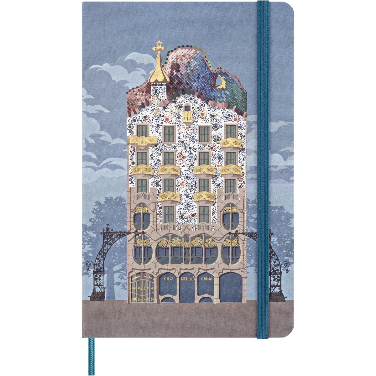 Estojo de coleção com caderno grande de linhas com capa dura, edição limitada Casa Batlló Moleskine multicor e canetas Kaweco azul Multicolor-3
