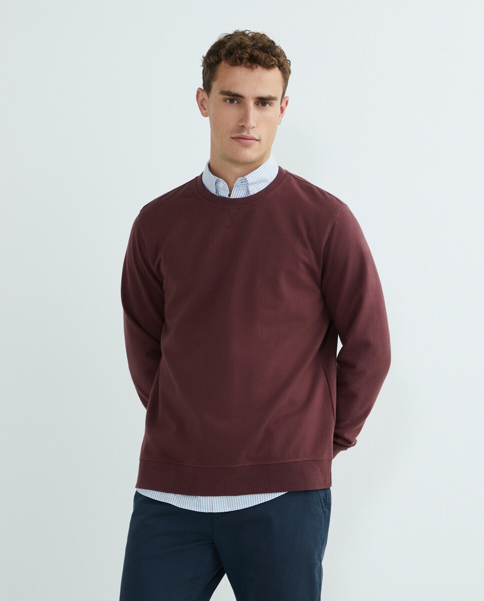 Sudadera de hombre cuello caja lisa Burdeos-1