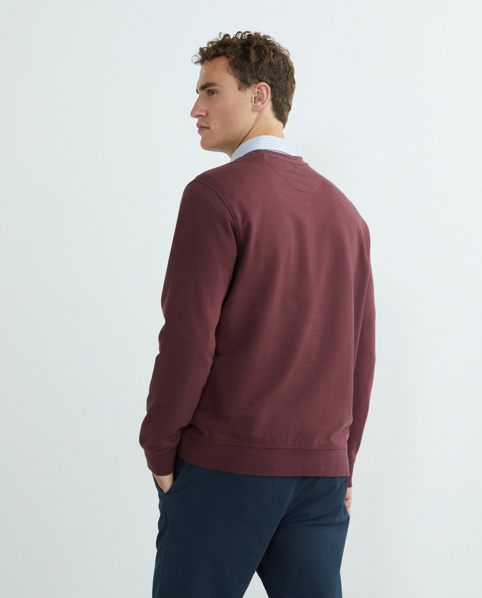 Sudadera de hombre cuello caja lisa Burdeos-3