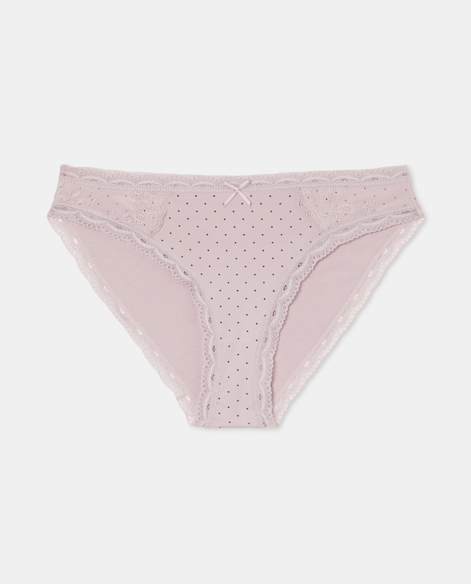 Cueca em Microfibra com Estampado às Bolinhas 284 Lilás-3