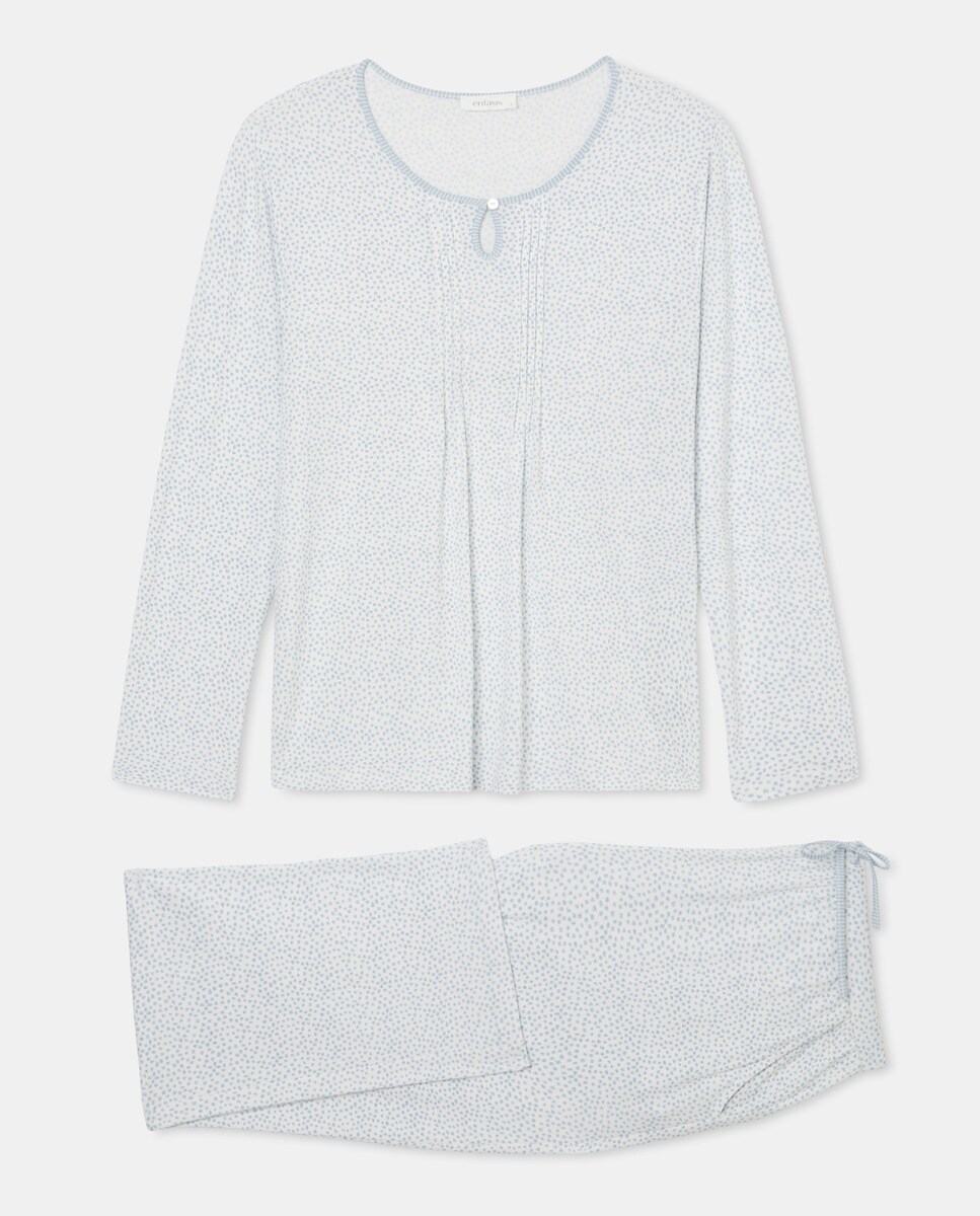 Pijama Estampado com Carcela Branco-3