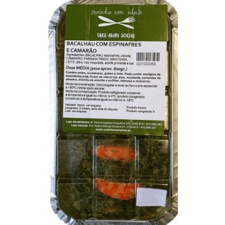 Bacalhau com Espinafres e Camarão 1 Dose 2 Pessoas embalagem 700 g - Cozinha Com Alma