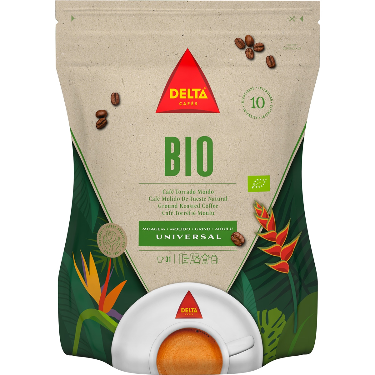 Café Moído Torrado Lote Bio Coffee Moagem Universal Biológico embalagem 220 g