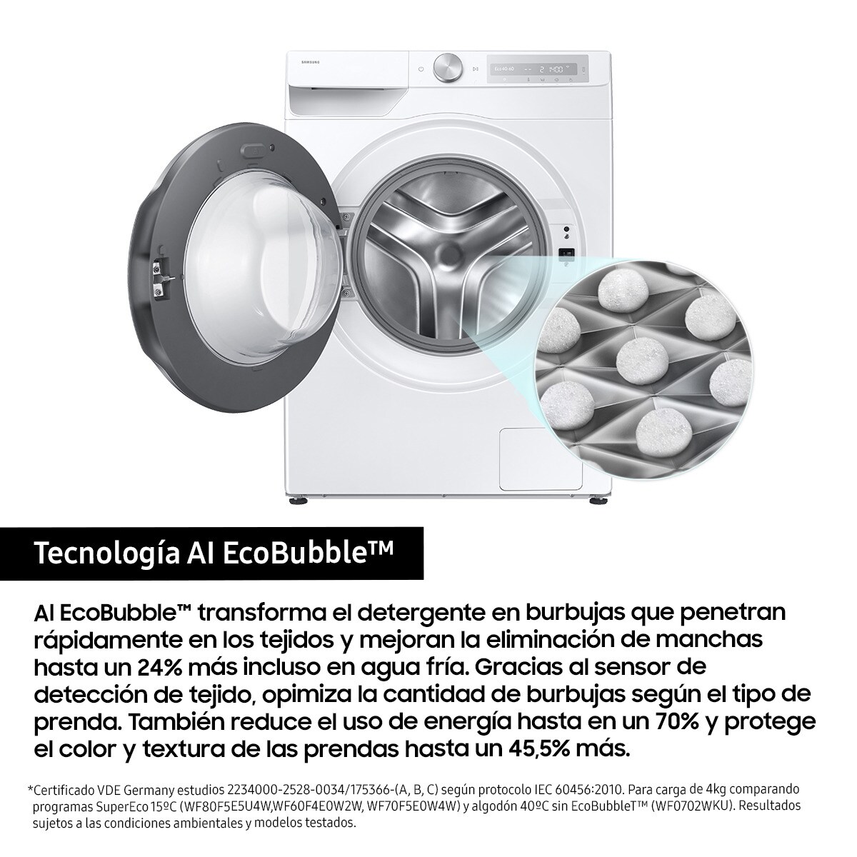 Lavadora Samsung 9kg con Autodosificación Clase A Blanca WW90DG6U85HHU3 Blanco-5