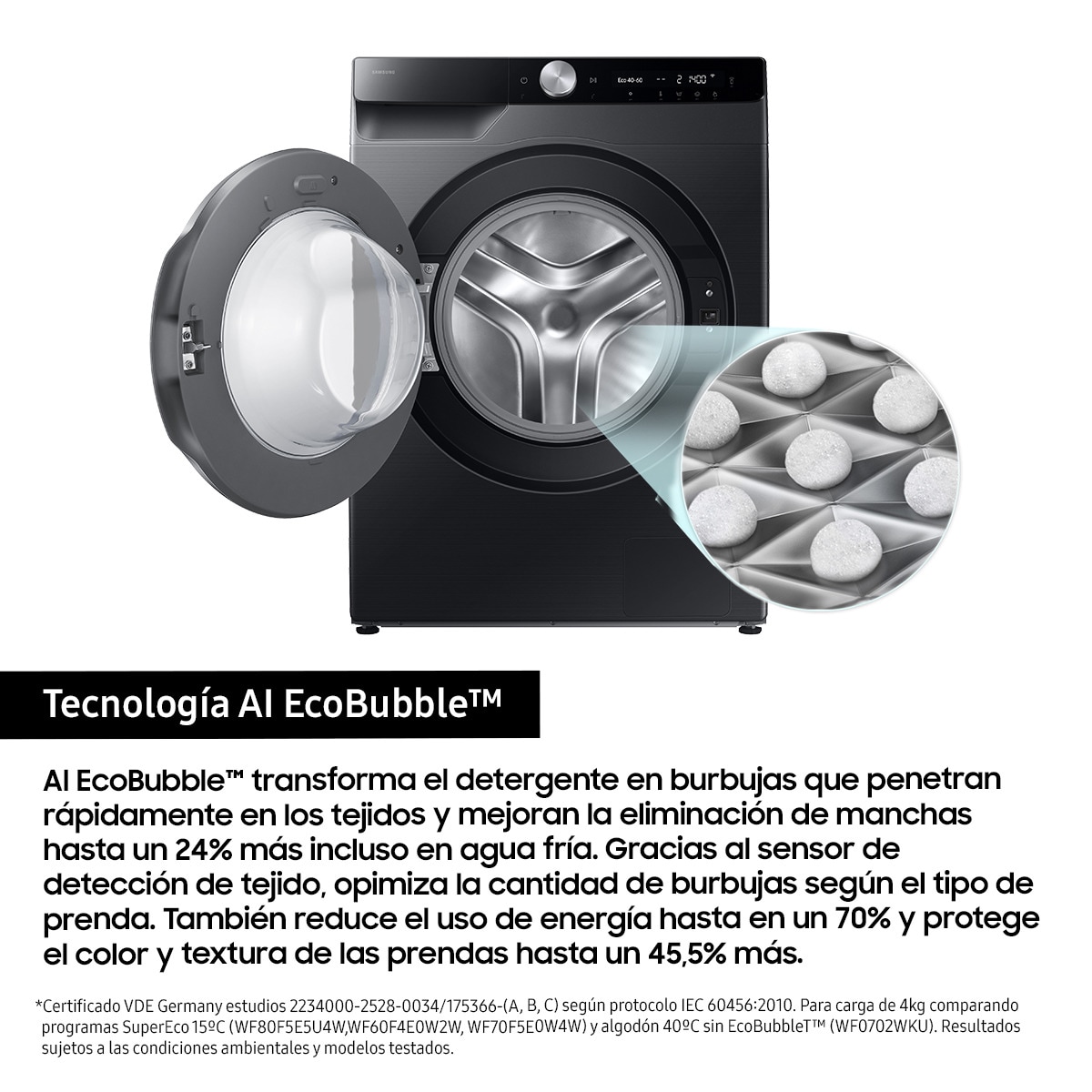 Lavadora Samsung 9kg con Autodosificación Clase A Negra WW90DG6U85LBU3 Negro-5