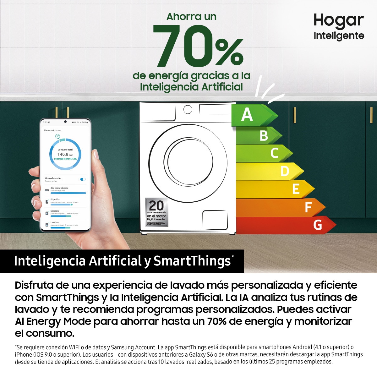 Lavadora Samsung 9kg con Autodosificación Clase A Negra WW90DG6U85LBU3 Negro-3