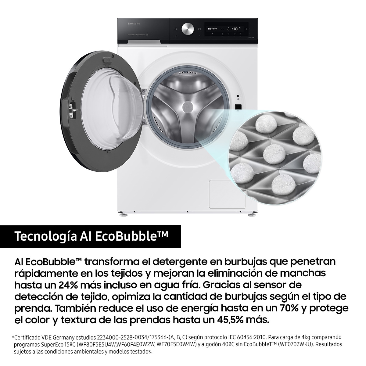 Lavadora Samsung 9kg con Autodosificación Clase A Blanca WW90DB7U94GEU3 Blanco-5