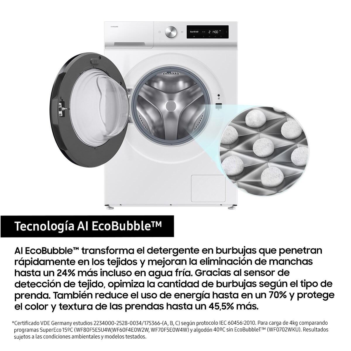 Lavadora Samsung 11kg Programa Super Speed 39 Clase A Blanca WW11DB7B34GWU3 Blanco-6