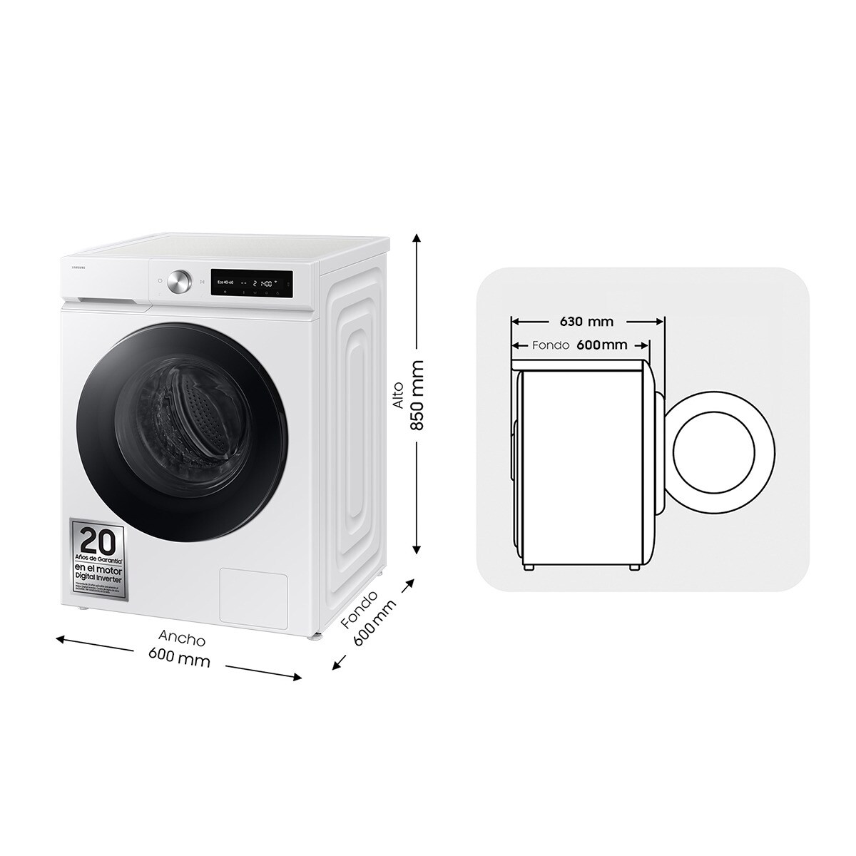 Lavadora Samsung 11kg Programa Super Speed 39 Clase A Blanca WW11DB7B34GWU3 Blanco-3