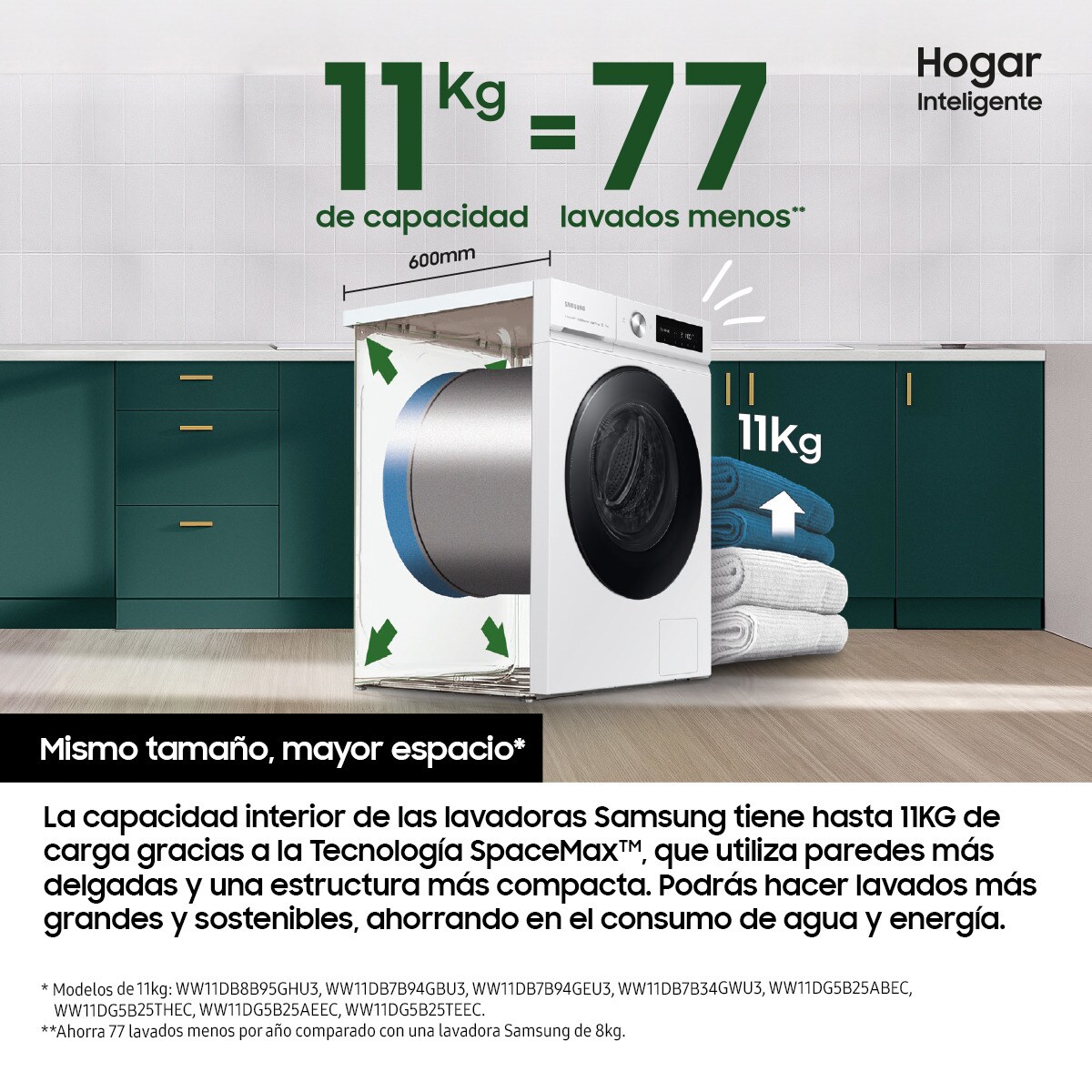 Lavadora Samsung 11kg Programa Super Speed 39 Clase A Blanca WW11DB7B34GWU3 Blanco-2