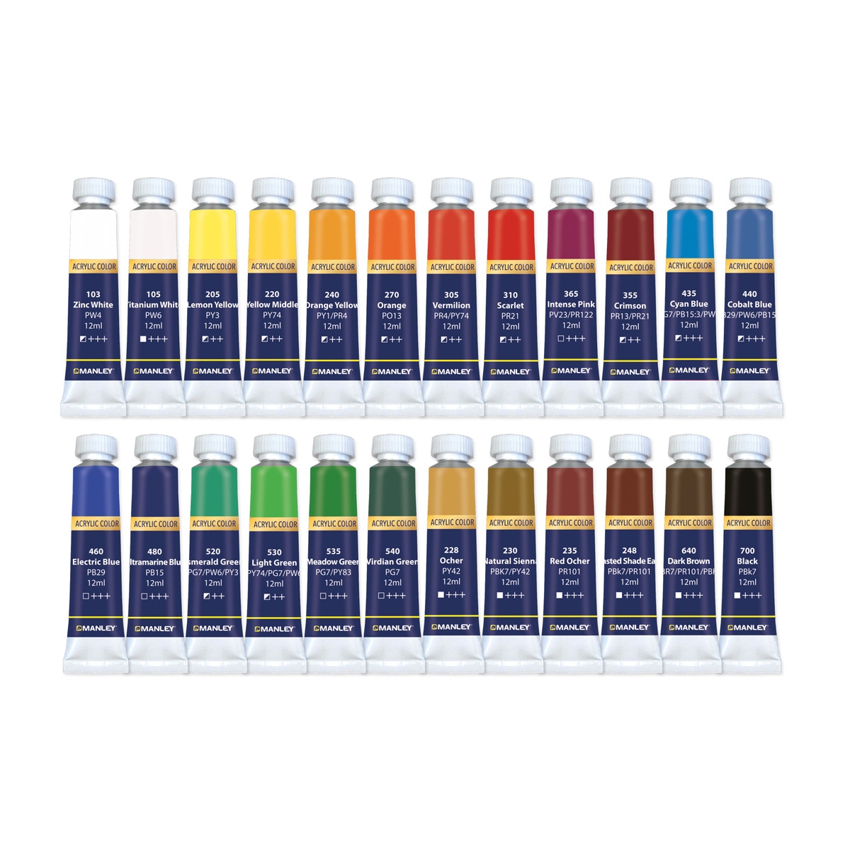 Pack pintura acrílica 24 x 12ml Manley 2