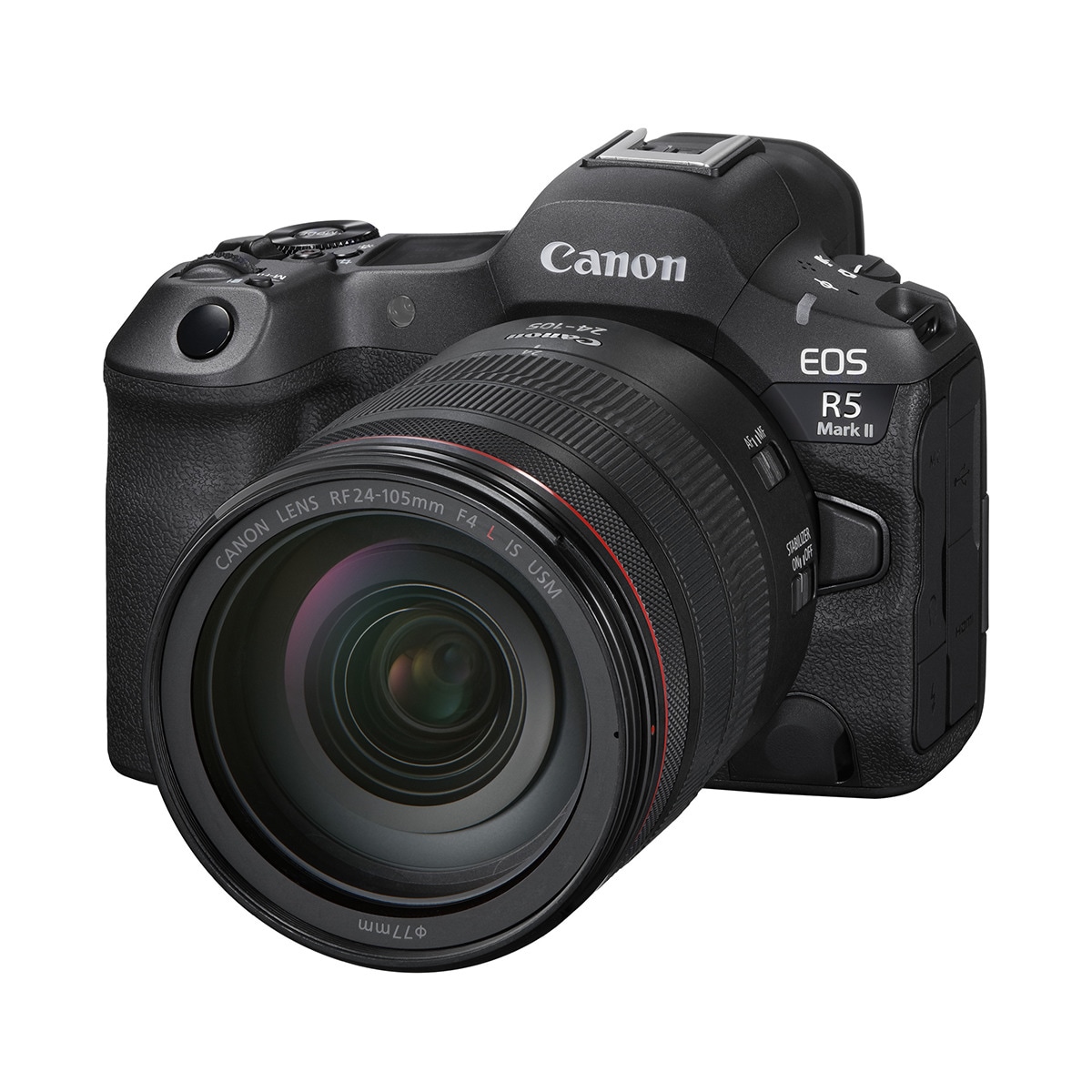 Cámara Evil Canon EOS R5 Mark II con objetivo RF 24-105mm F4L IS USM Negro-3