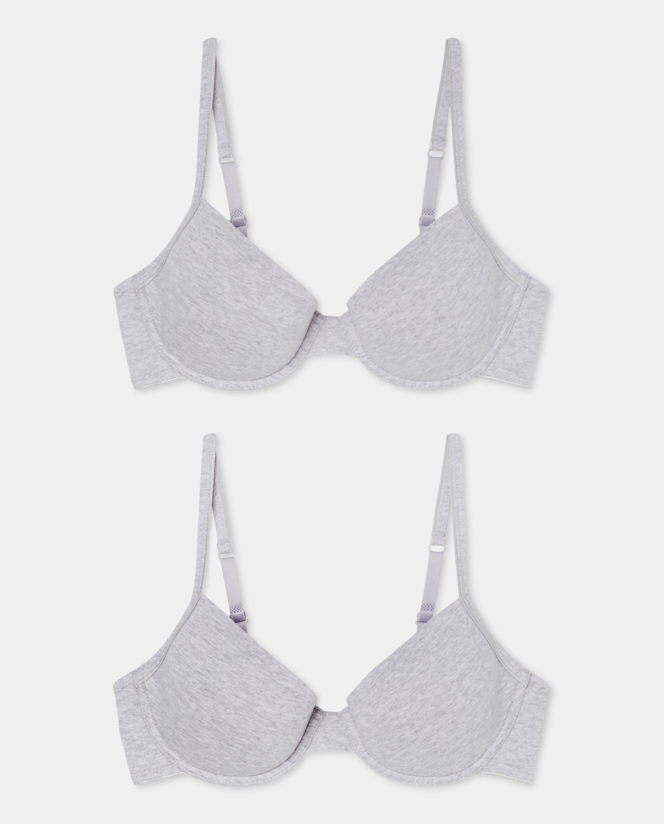 Pack 2 Sujetadores algodón basicos Gris claro-3