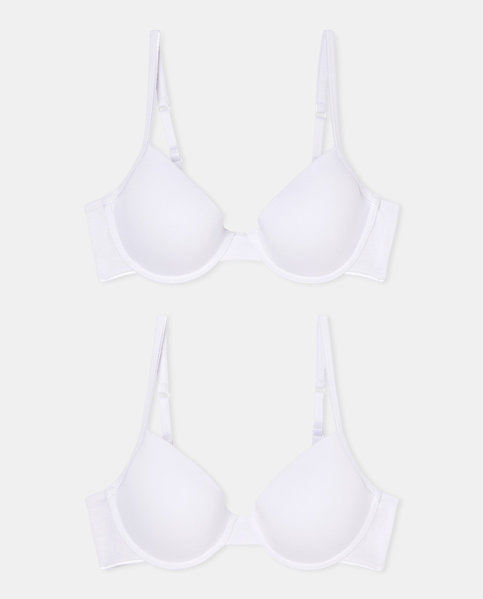 Pack 2 Sujetadores algodón basicos Blanco-3