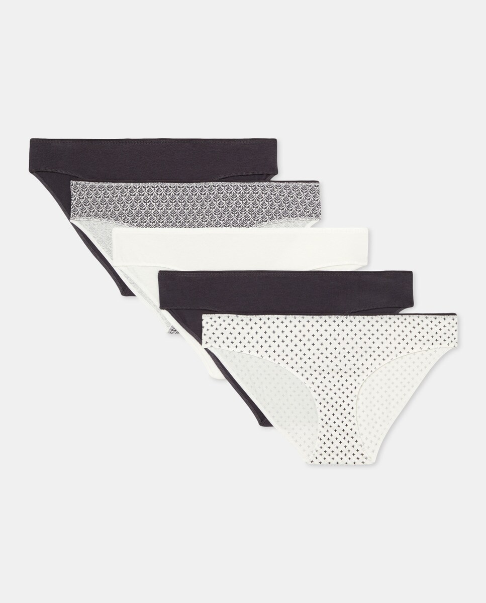 Pack 5 braga bikini algodón estampadas Gris oscuro-3
