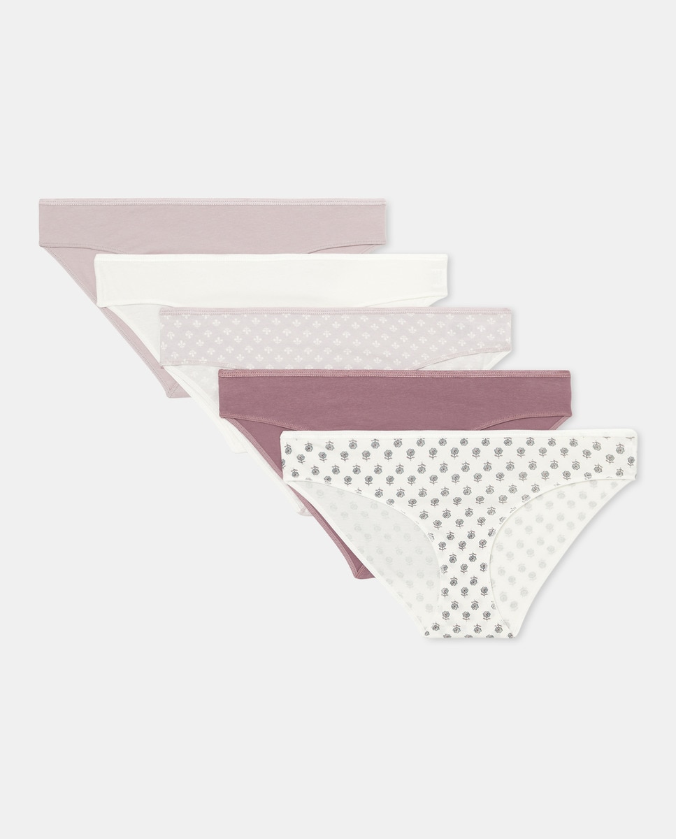 Pack 5 braga bikini algodón estampadas Morado-3