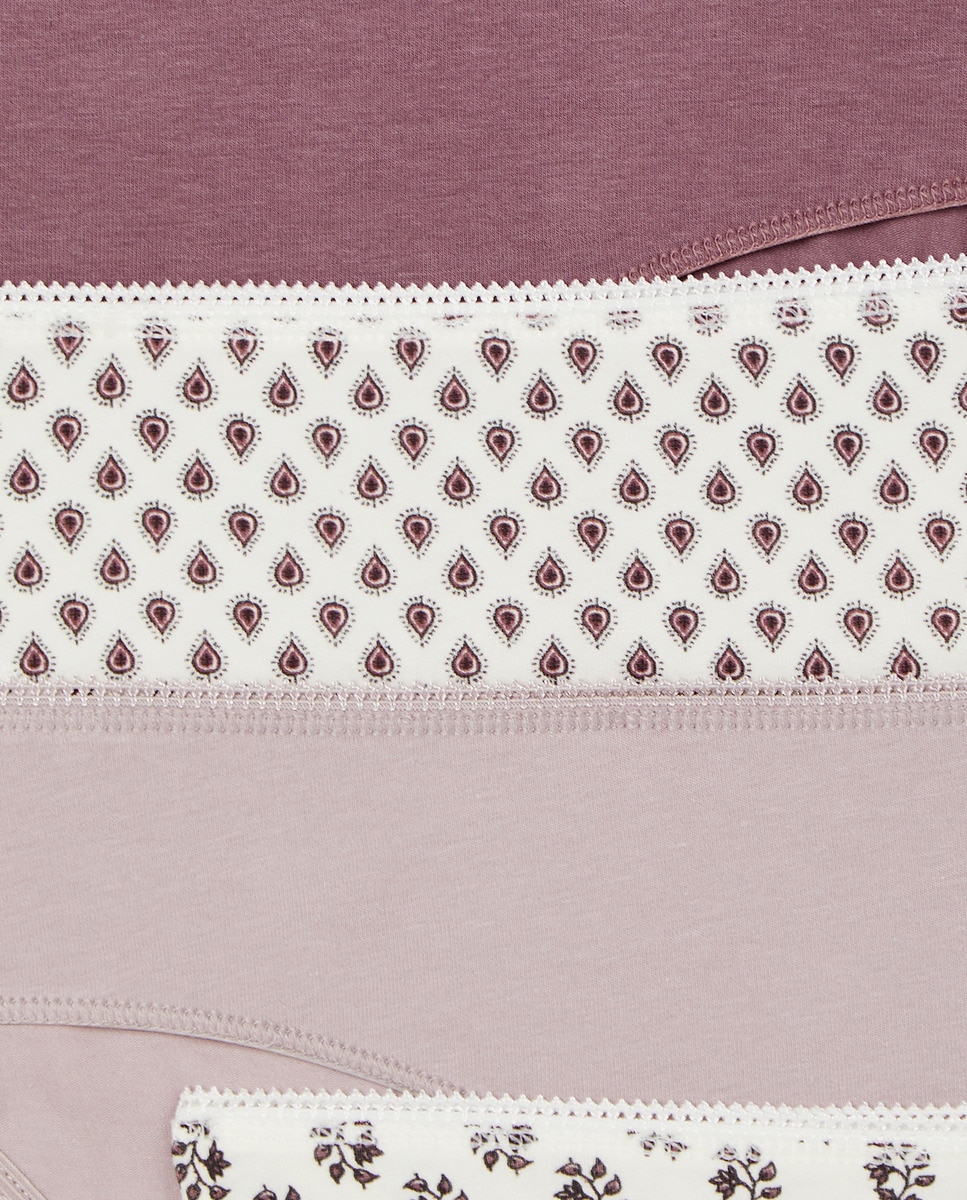 Pack 5 braga bikini algodón estampadas Lila-4