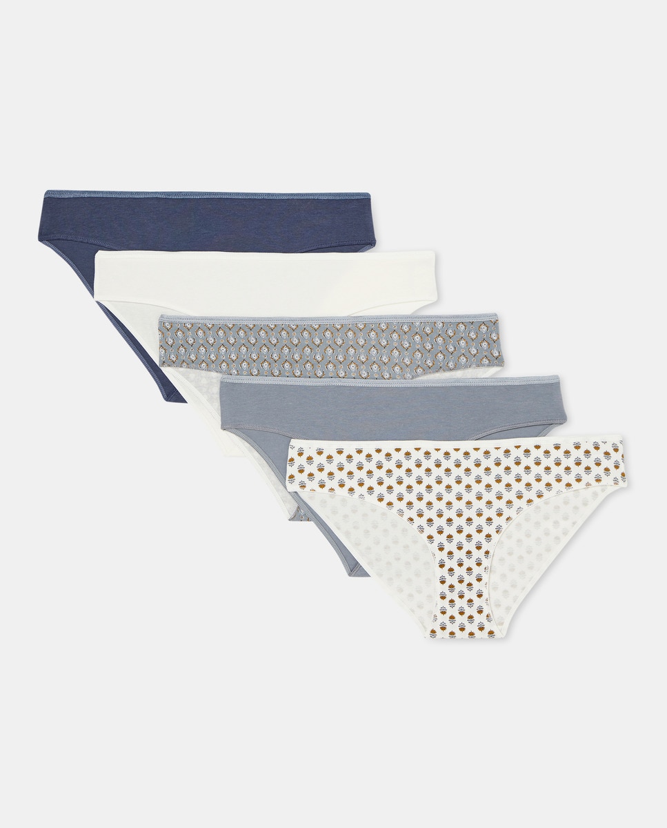 Pack 5 braga bikini algodón estampadas Verde Agua-3