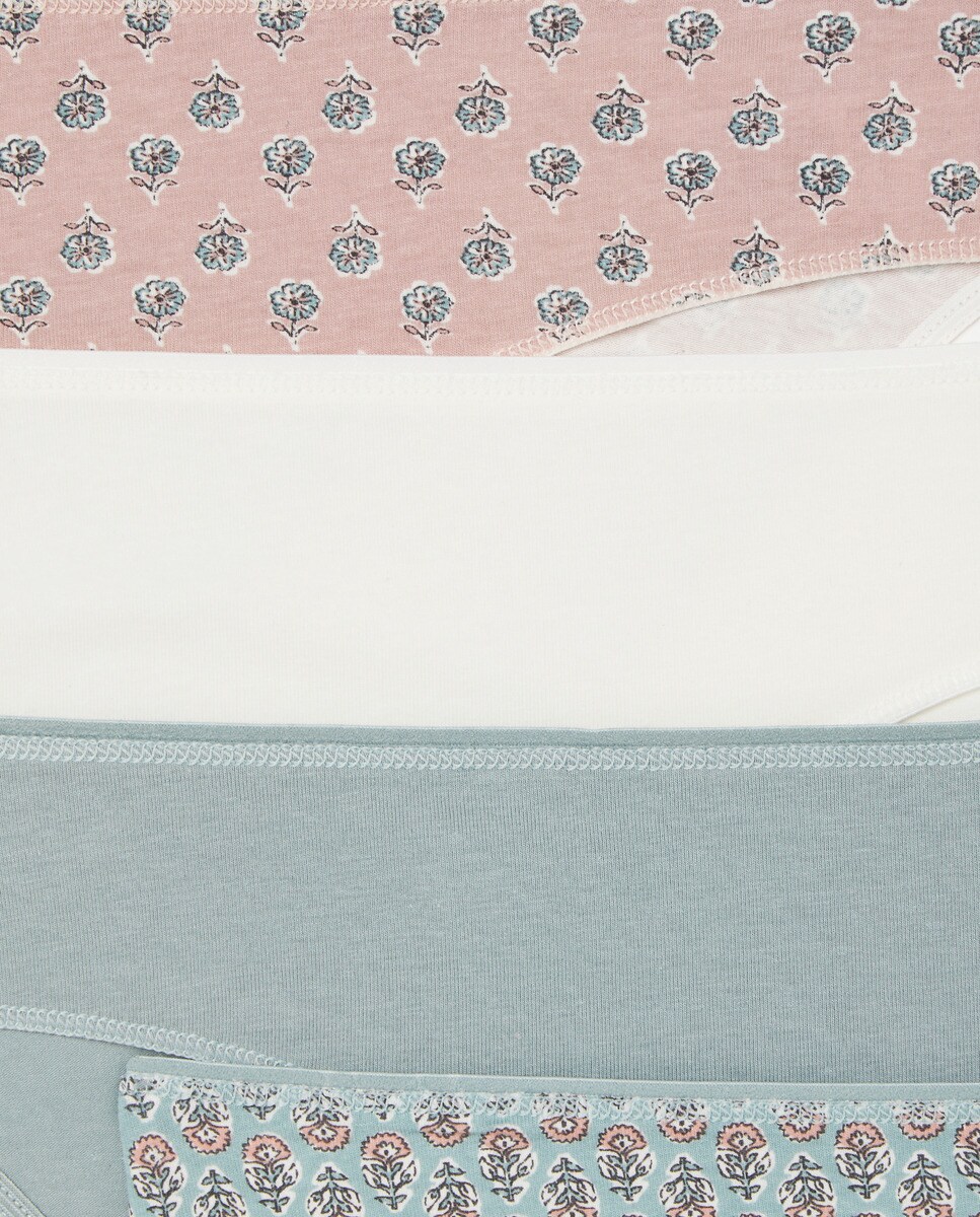 Pack 5 braga bikini algodón estampadas Verde Agua-4