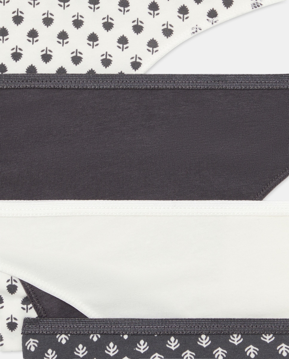 Pack 5 tangas algodón estampados Gris oscuro-4