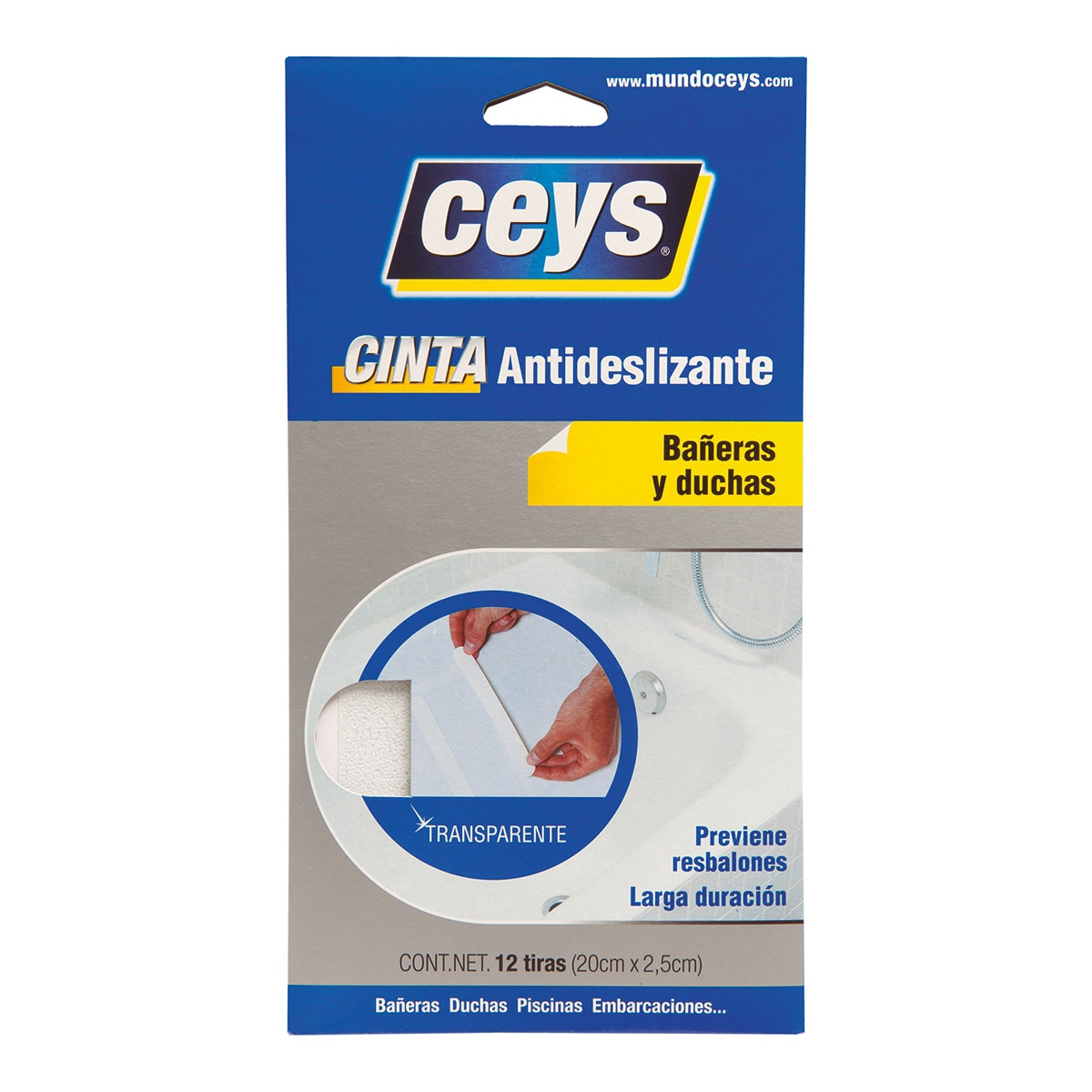Tiras Antideslizantes Baños y Duchas Tackceys - 8 Uds Blanco-1