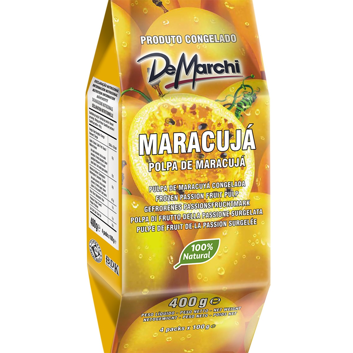 Polpa de Maracujá Pack 4 unidades embalagem 400 g