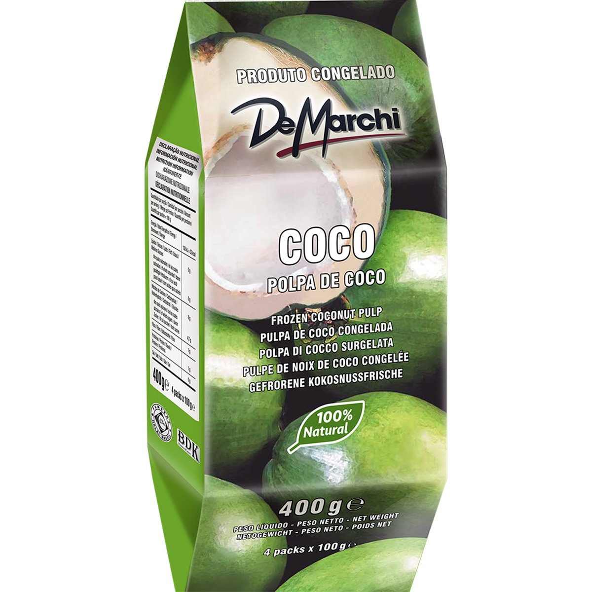 Polpa de Coco Pack 4 unidades embalagem 400 g