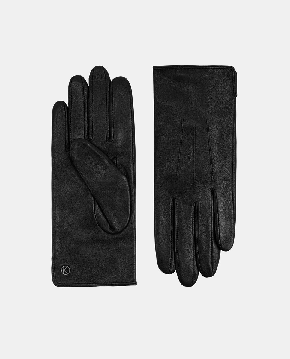 Luvas Clássicas Carla com Três Remendos e em Pele - Vermelho Preto-4