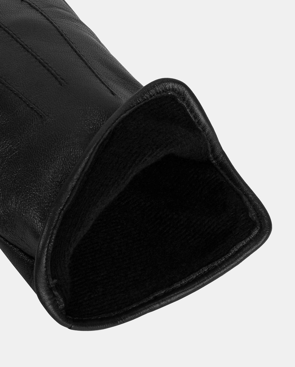 Luvas Clássicas Carla com Três Remendos e em Pele - Vermelho Preto-5