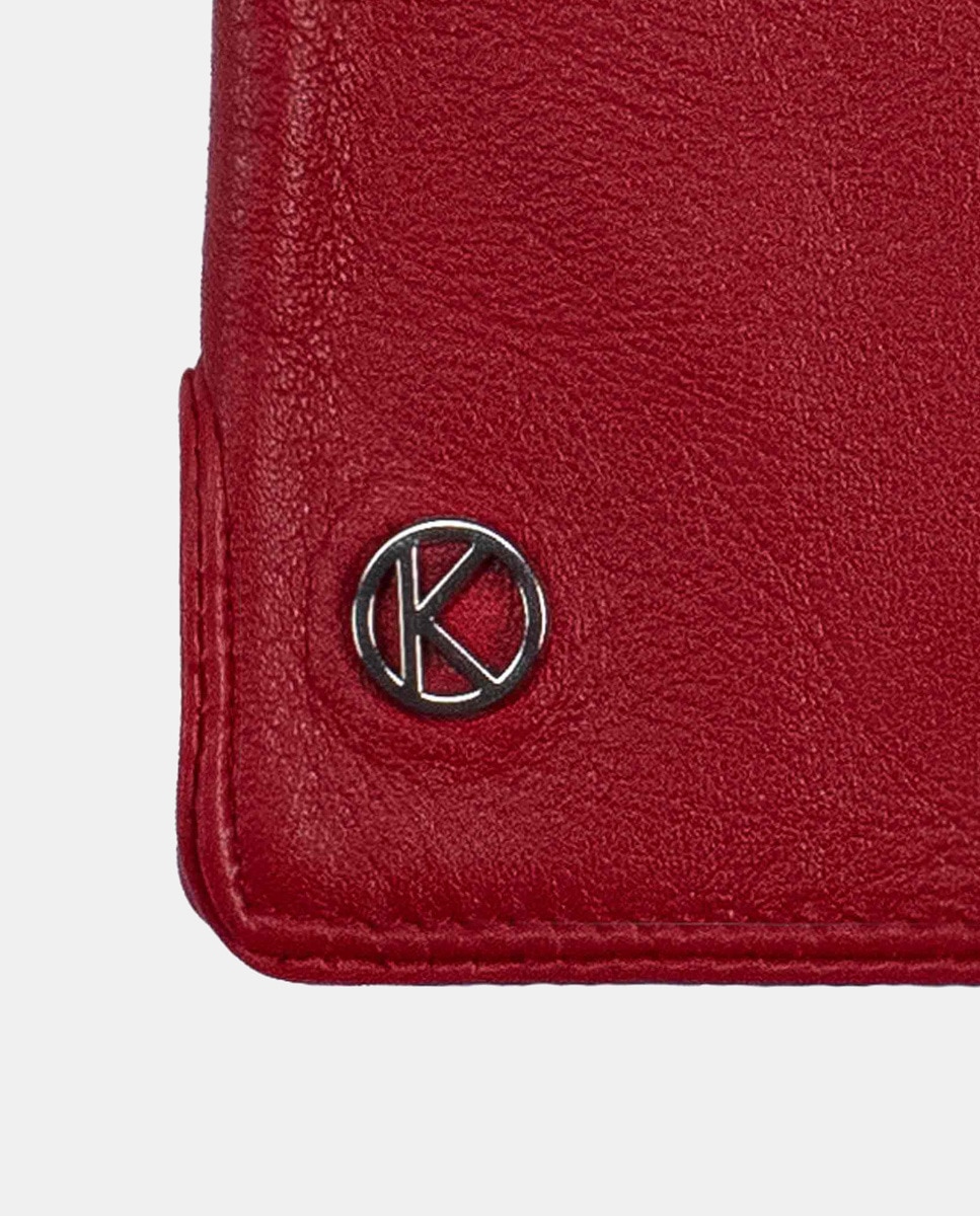 Luvas Clássicas Carla com Três Remendos e em Pele - Vermelho Vermelho-6