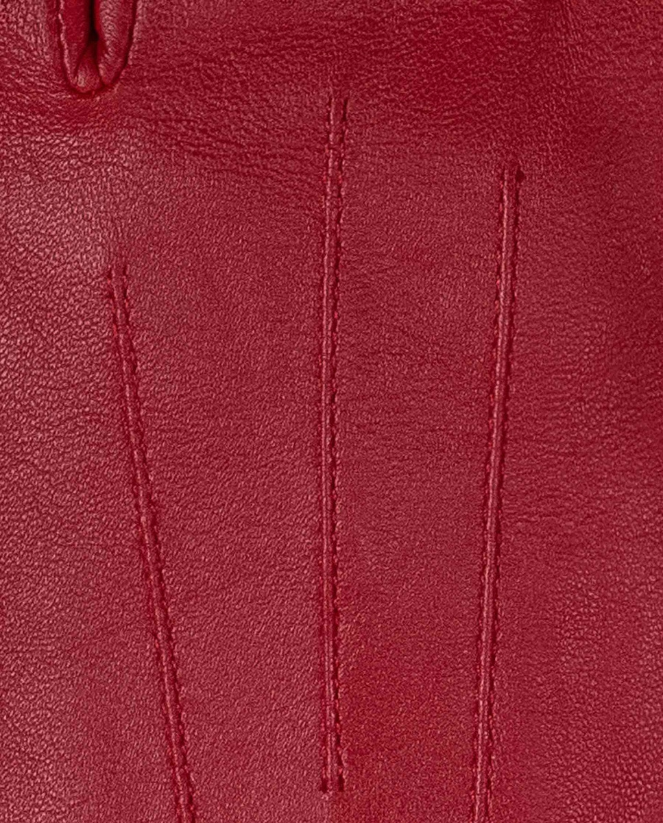 Luvas Clássicas Carla com Três Remendos e em Pele - Vermelho Vermelho-7