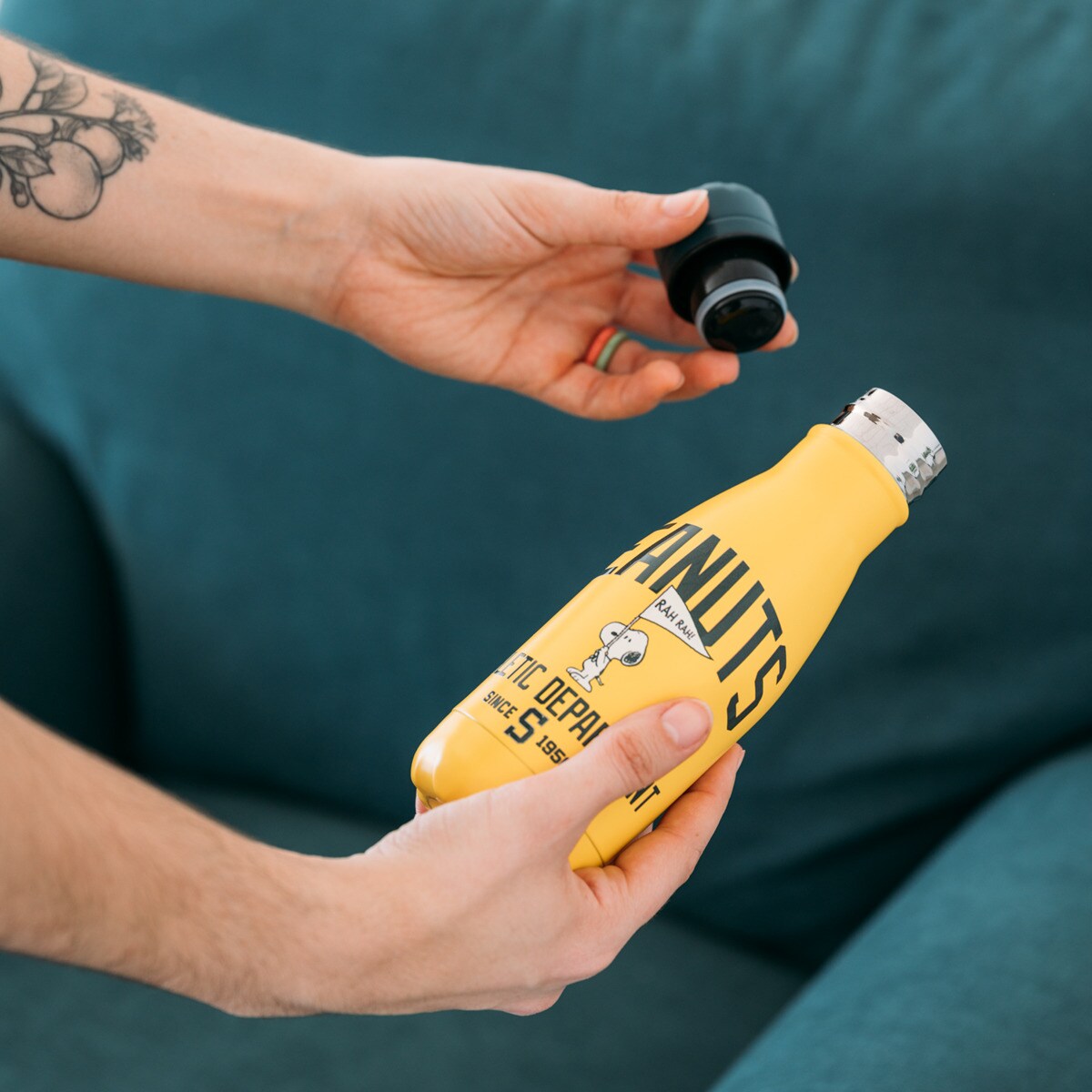 Botella metalica hot&cold 260ml Snoopy Erik amarillo Amarillo / Verde-4