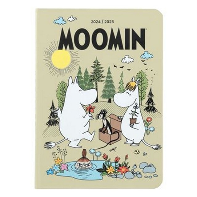 Imagem 0 de Agenda escolar 2024/2025 semana vista bolso 17 meses Moomin Erik bege