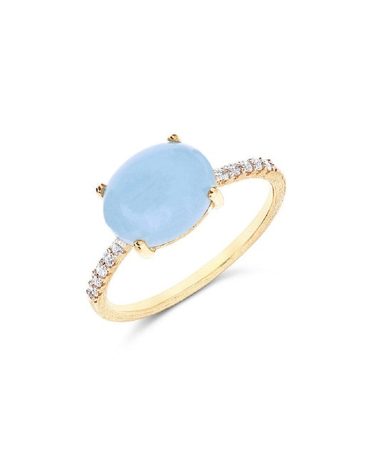Imagem 0 de Anel AZURE Ouro Amarelo com Diamantes e Aquamarine Gem
