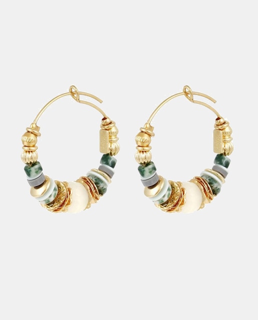 Imagen 0 de Pendientes de aro Aloha con piedras y perlas