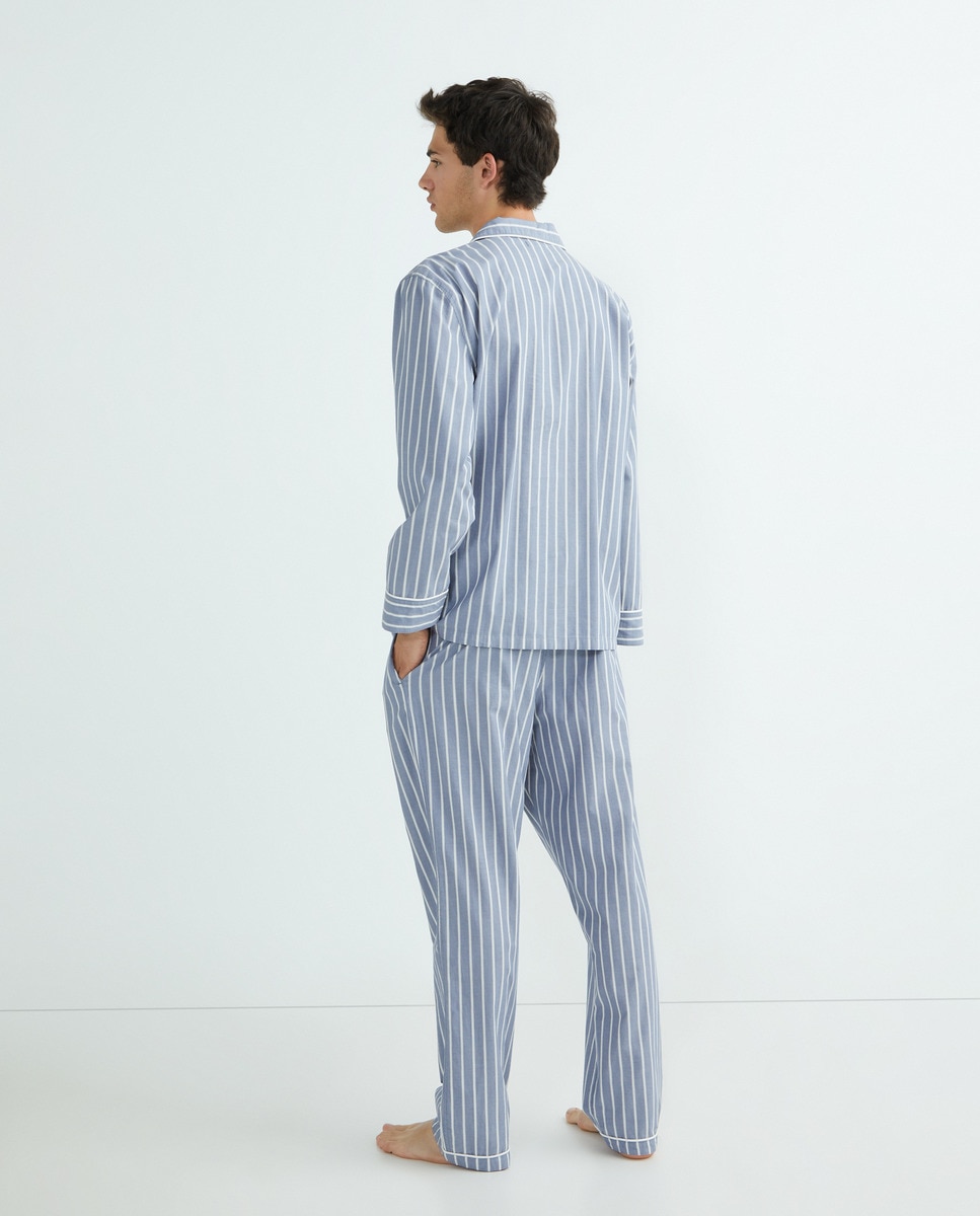 Pijama abierto algodón hombre Azul-2