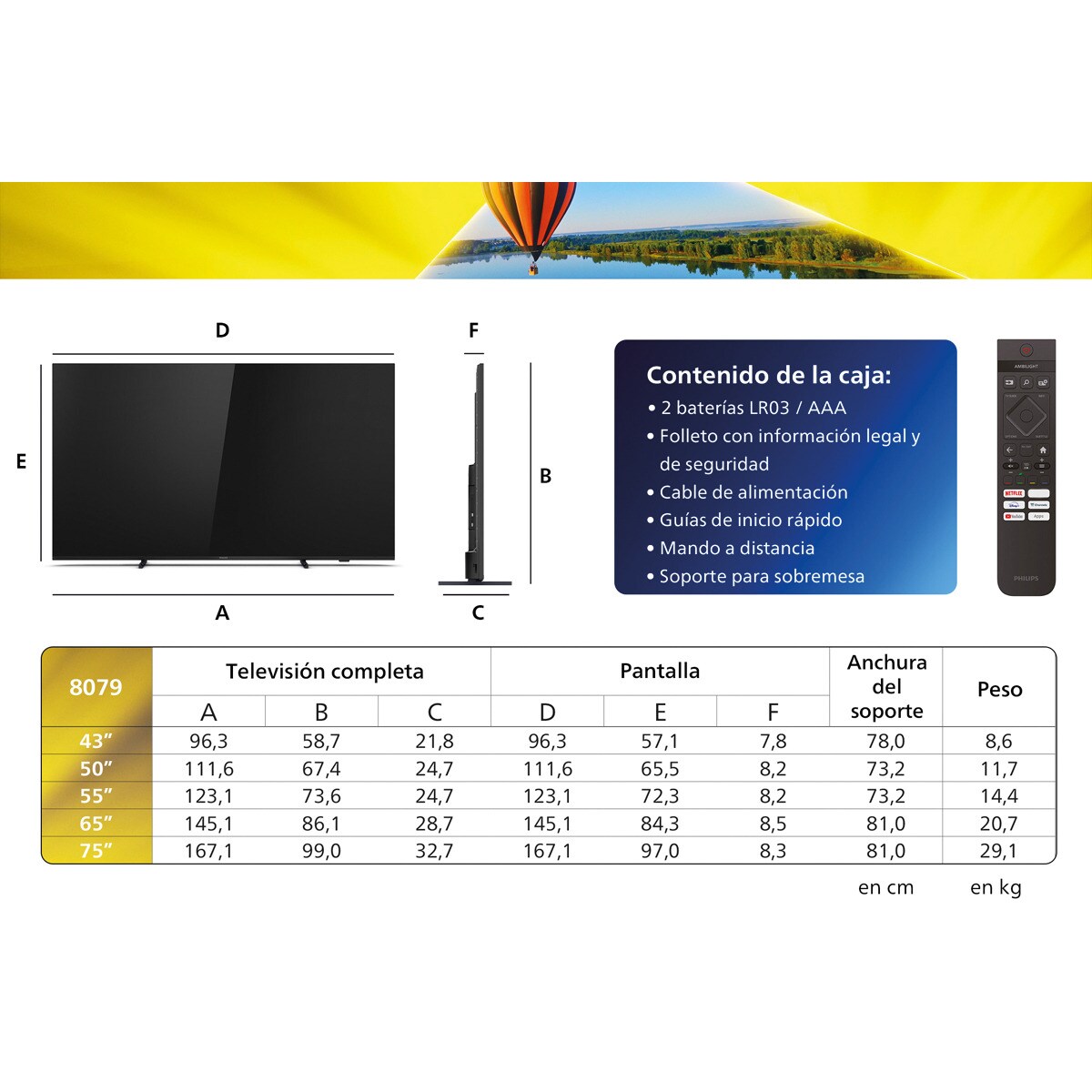 TV LED 126cm (50") Philips Ambilight 50PUS8079 UHD 4K, Dolby Atmos, Titan OS, Smart TV Negro mate-2