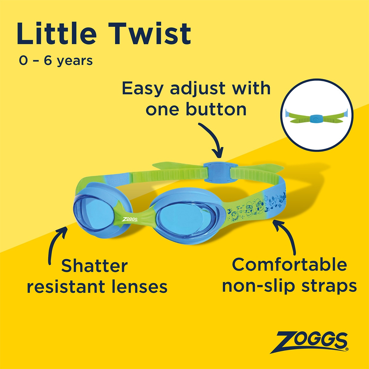 Óculos de Natação de Criança Little Twist Azul / Verde-3