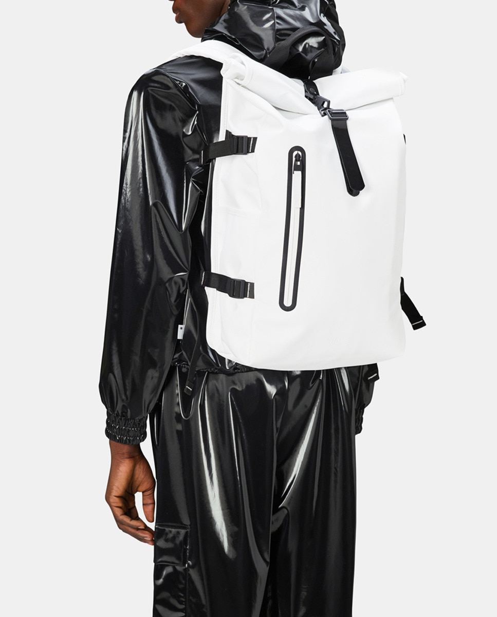 Mochila Rolltop Rucksack com Contraste Large Branco-2