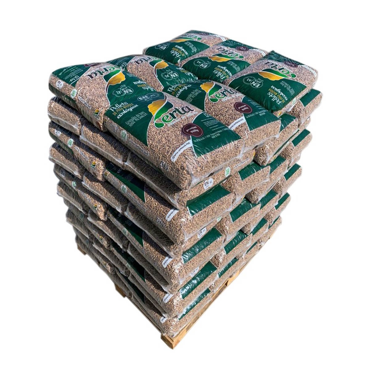 Palet Sacos Pellets Erta EnPlusA1 70 Uds x 15 kg Verde-2