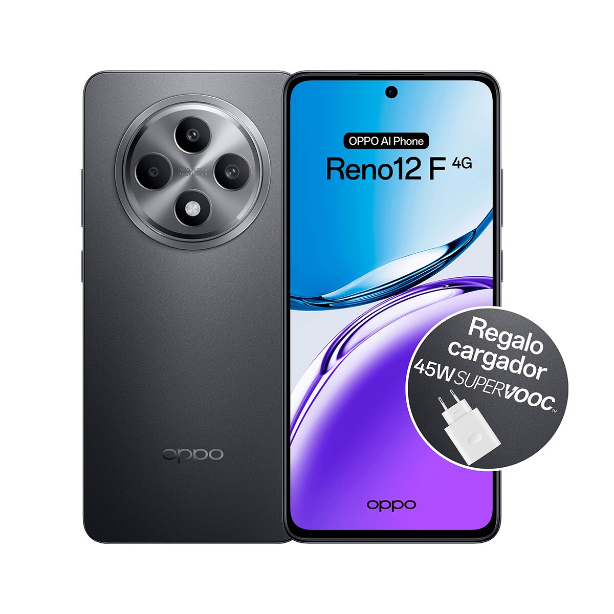 Oppo Reno 12F 4G 8GB + 256GB + Cargador 45W móvil libre Gris mate-2