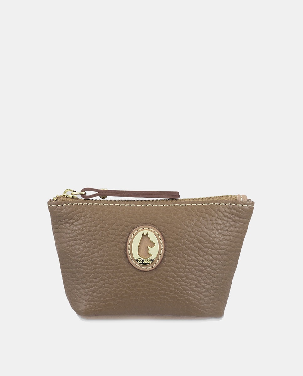 Porta-Moedas com Porta-Chaves Interior Fabricado em Pele Bovina - Preto Camel-1