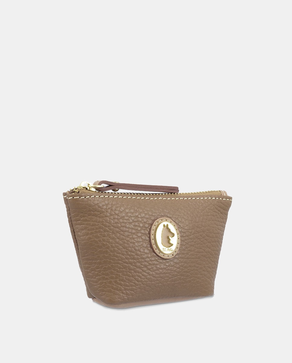 Porta-Moedas com Porta-Chaves Interior Fabricado em Pele Bovina - Preto Camel-2